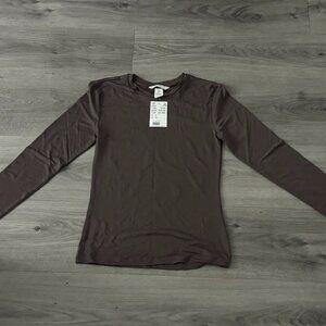 h&m brown fitted top